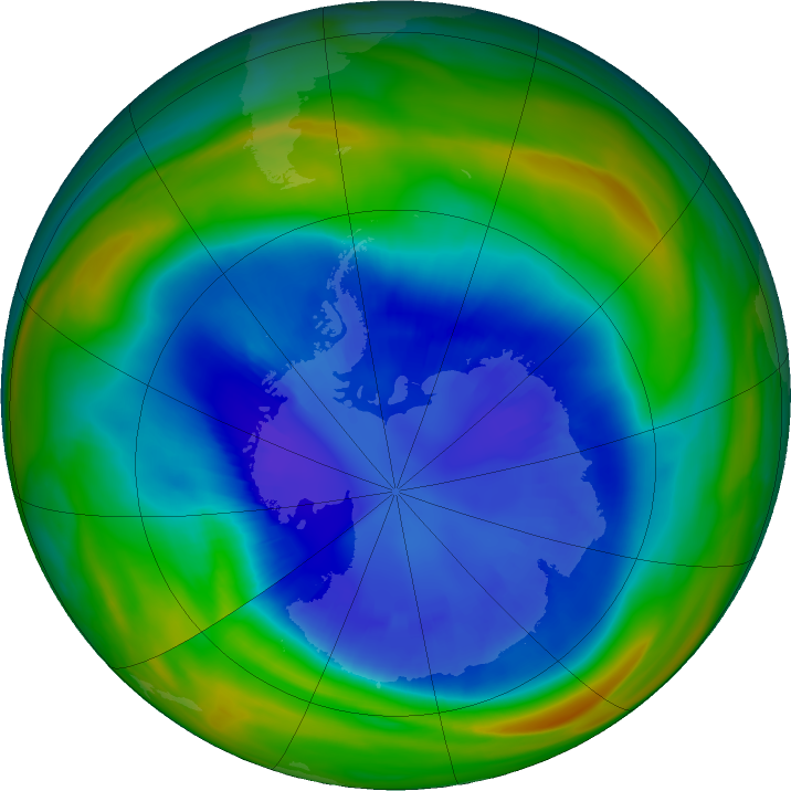 Antarctic ozone map for 02 September 2018